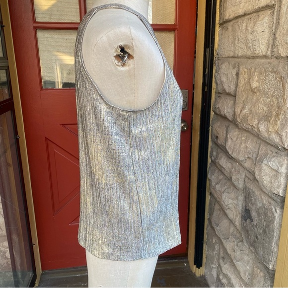 Moulinette Soeurs by Anthropologie shimmer silver gold festive tank top S - Picture 5 of 13